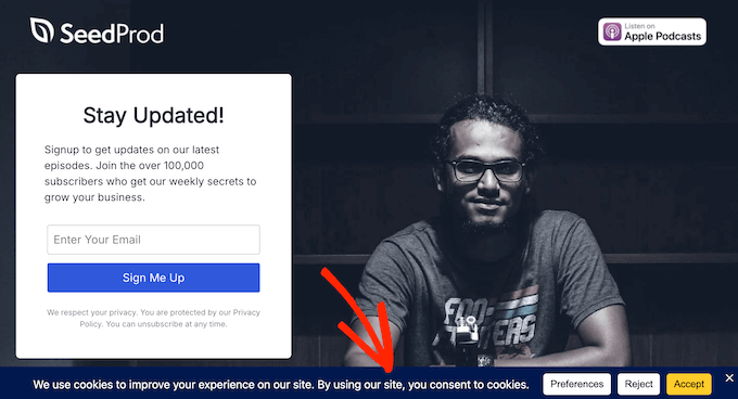 Changing where the cookie consent banner appears on your blog, website, or online store 