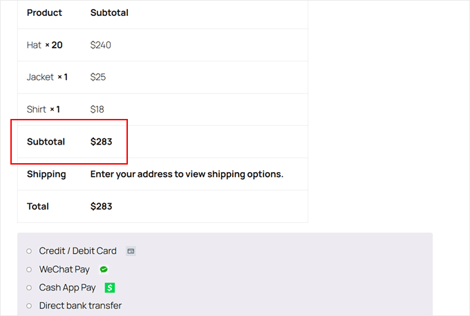 Exemple de désactivation des méthodes de paiement BNPL en fonction des conditions du panier