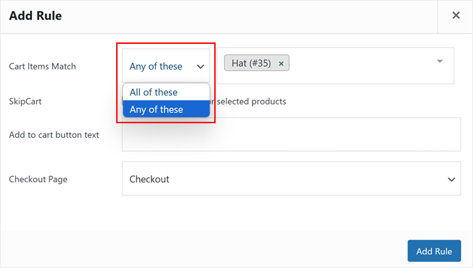 Konfigurera kassaregeln för att aktivera SkipCart