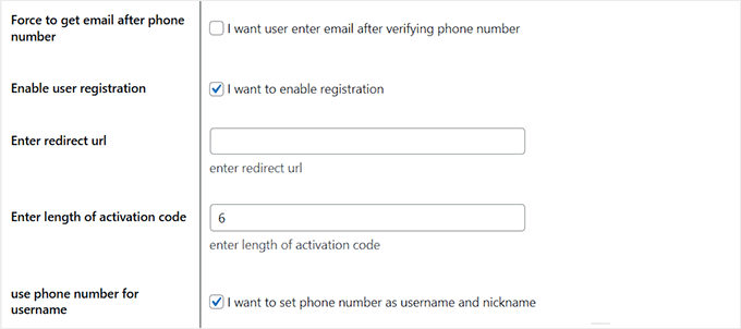 Choose activation code length Choose activation code length