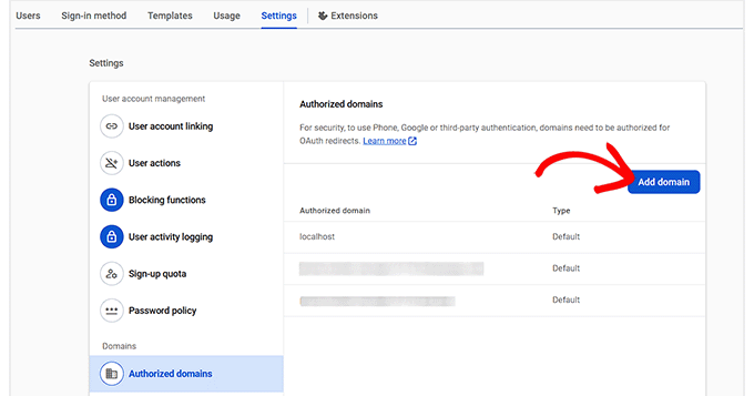 Click Add Domain button Click Add Domain button