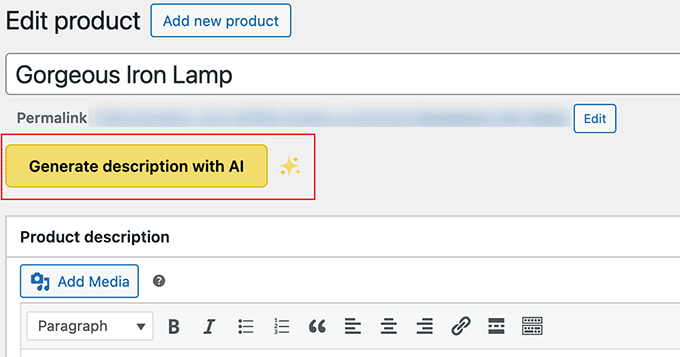 Click Generate With AI button