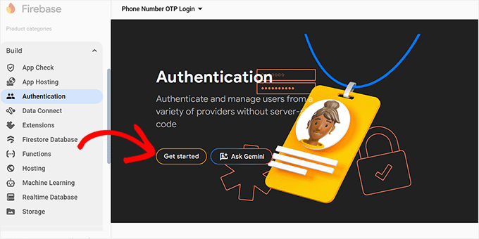 Click Get Started on the Authentication page Click Get Started on the Authentication page
