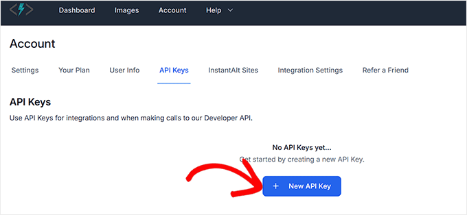 Click ' + New API Key' button Click ' + New API Key' button