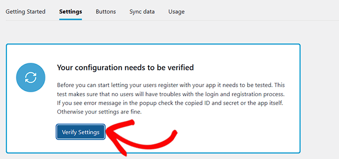 Kliknij przycisk Weryfikuj ustawienia
