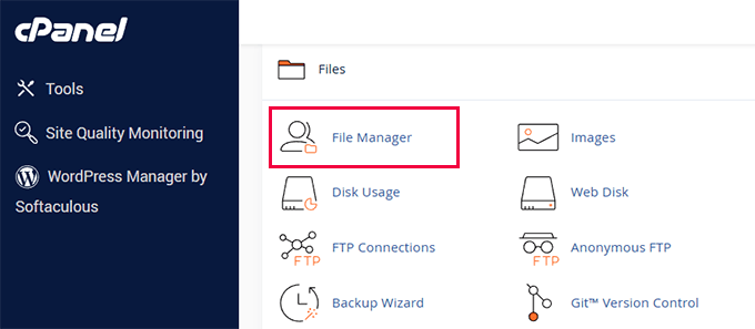 cPanel file manager app cPanel file manager app