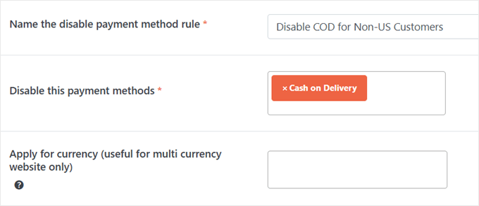 Désactiver le paiement à la livraison pour les clients non américains