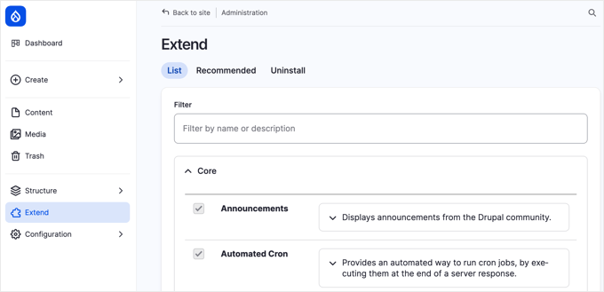 Drupal's Administration » Extend Page Drupal's Administration » Extend Page