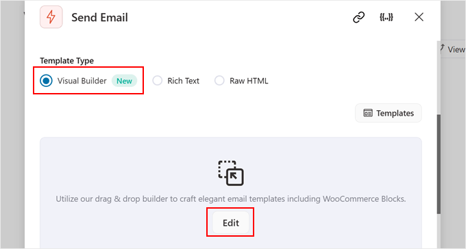 Opening the Visual Builder in FunnelKit Automations