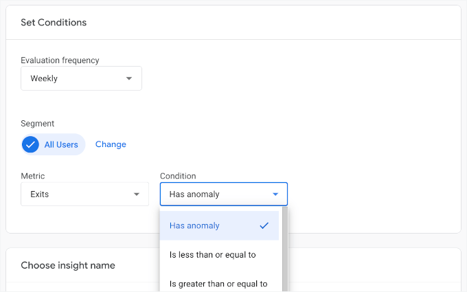 Setting up custom insights conditions Setting up custom insights conditions
