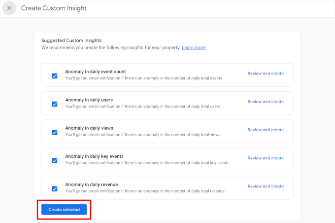 Creating suggested custom GA insights Creating suggested custom GA insights