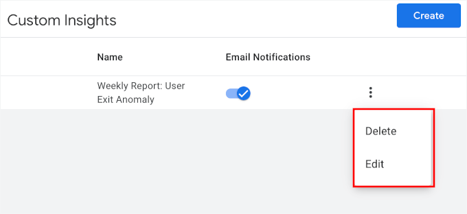 The Edit and Delete options The Edit and Delete options