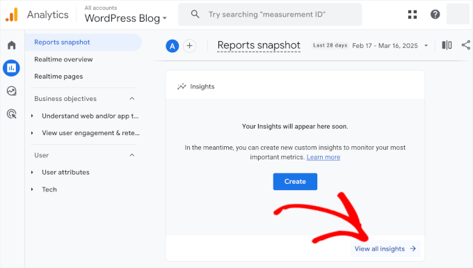 Viewing all Google Analytics insights Viewing all Google Analytics insights