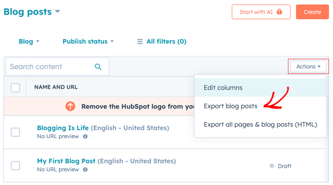 Exporting Blog Posts in HubSpot