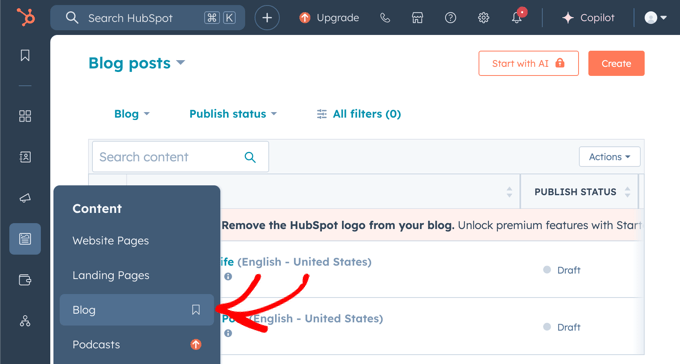 Navigating to the HubSpot Blog