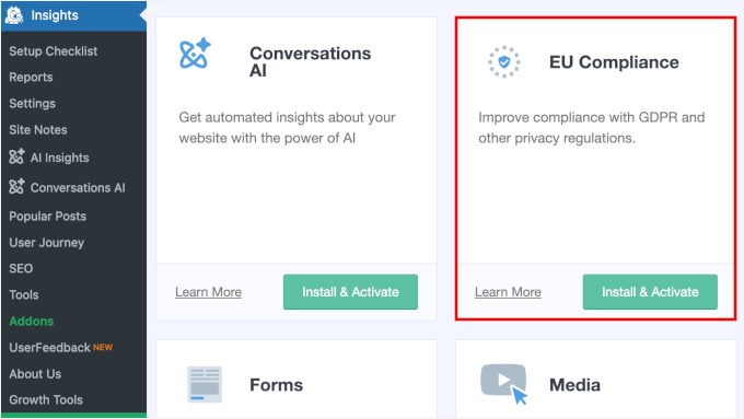 Addon de conformitate UE MonsterInsights