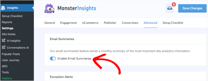 Enabling MonsterInsights' Email Summaries Enabling MonsterInsights' Email Summaries