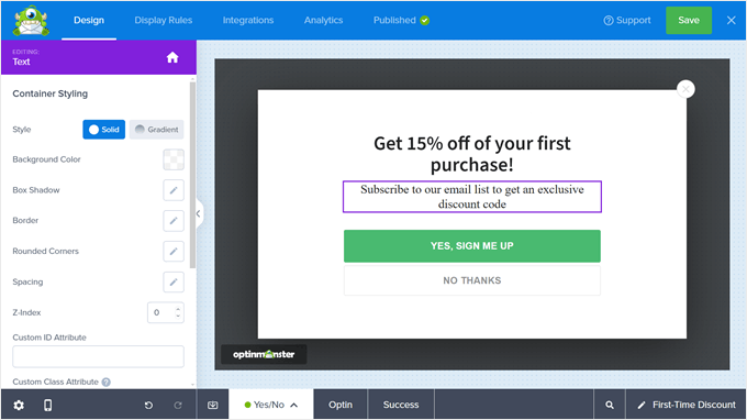 Creating a first-purchase discount popup with OptinMonster