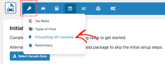 オンラインビジネスサイトのピックアップおよびドロップオフ場所の登録