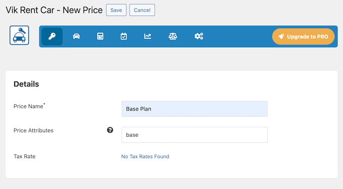 車両レンタルシステムに価格帯を追加する