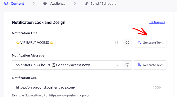 Crie notificações push com IA