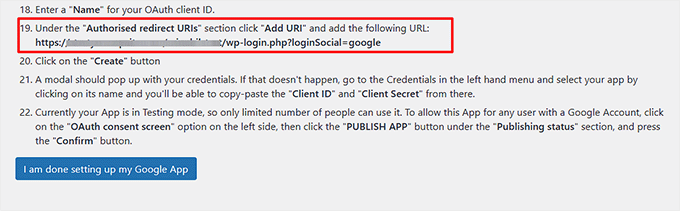 Adres URL przekierowania podany przez Nextend