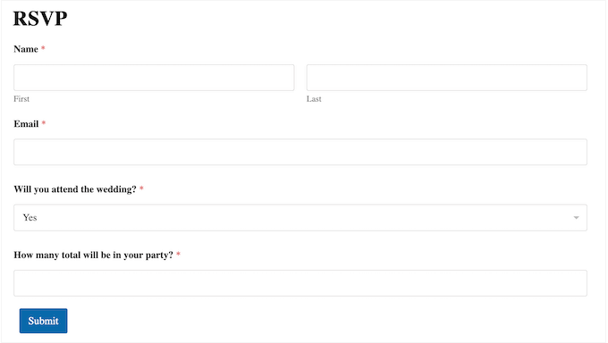 An RSVP system, created using WPForms