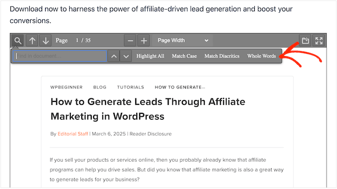 Ajout de la recherche dans le document à votre site web ou blog
