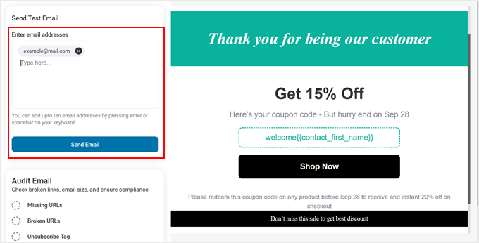 Sending a test FunnelKit email