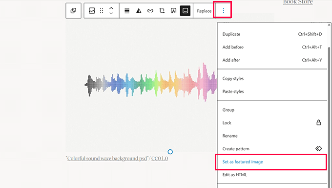 アイキャッチ画像として使用する画像ブロックを設定する