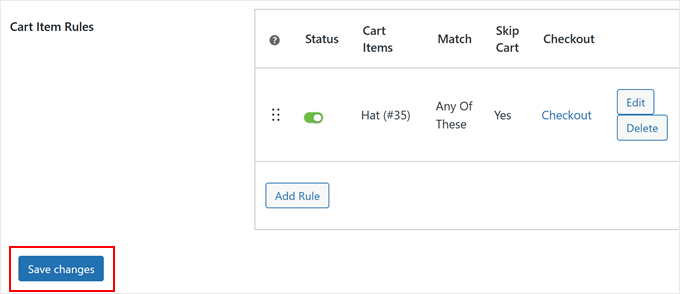 Spara ändringar i CartHopper-tillägget