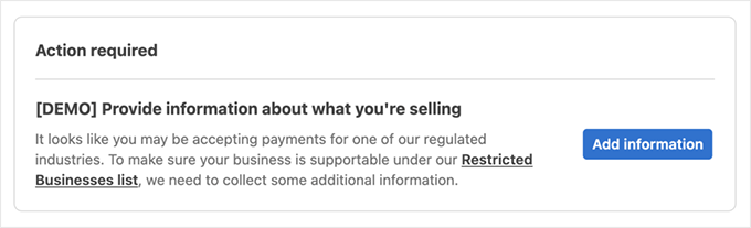 Notificações de conformidade da Stripe