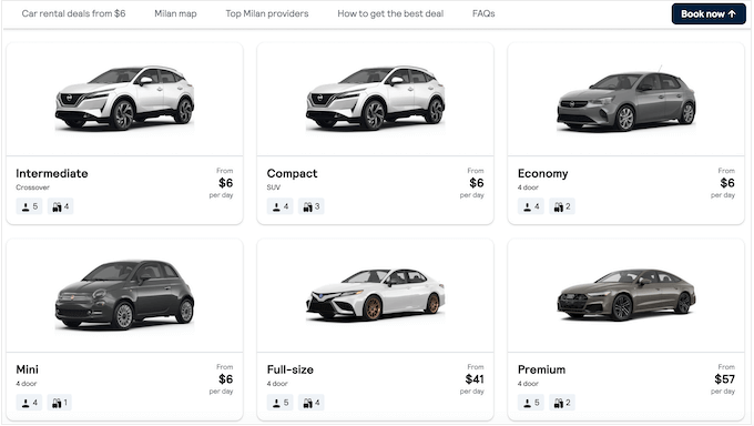 成功した車両レンタルウェブサイトの例