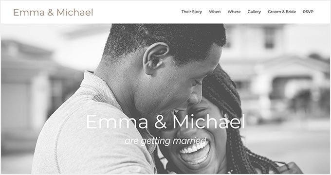 An example of a wedding theme in WordPress