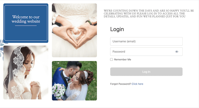 An example of a guest login page