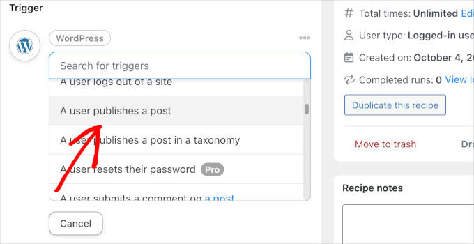 WordPress trigger Uncanny Automator WordPress trigger Uncanny Automator