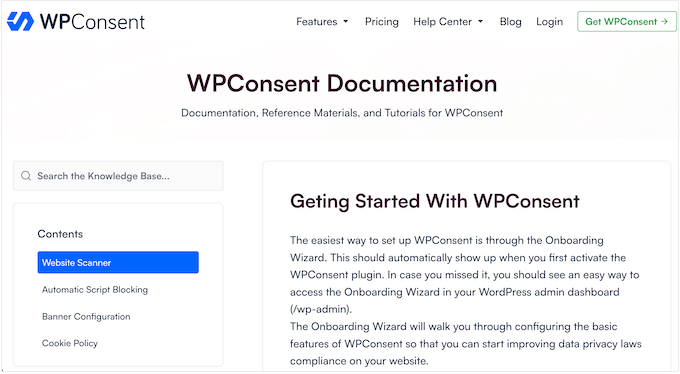 The WPConsent online documentation 