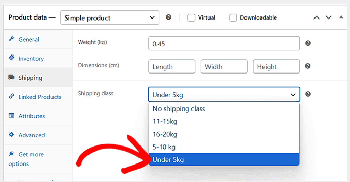 Assign shipping class to a product Assign shipping class to a product