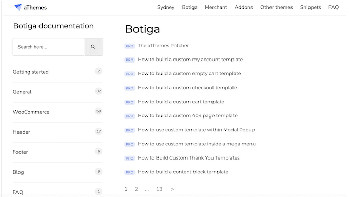 The Botiga online documentation 
