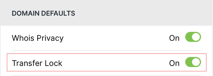 Hover's Domain Transfer Lock Setting