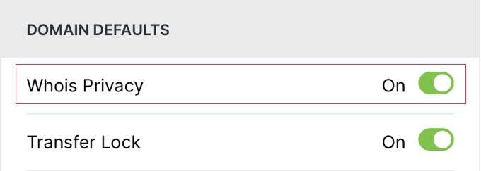 The WHOIS Privacy Setting on Hover's Account Settings Page
