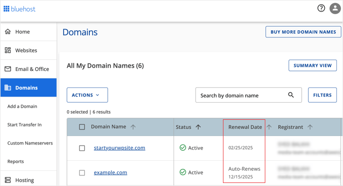 Checking Domain Expiration Date in Bluehost