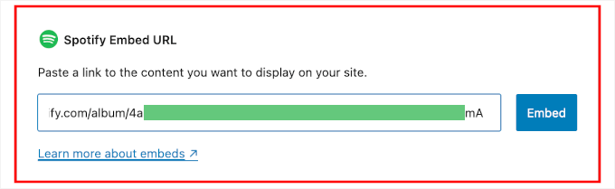 Spotify埋め込みブロック