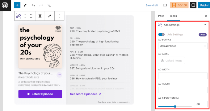 Ads Settings in EmbedPress