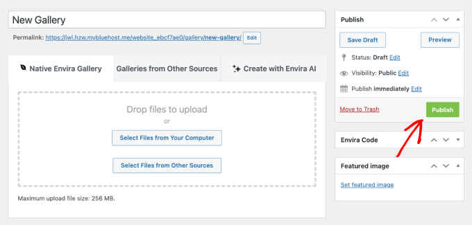 Envira Gallery公開ボタン
