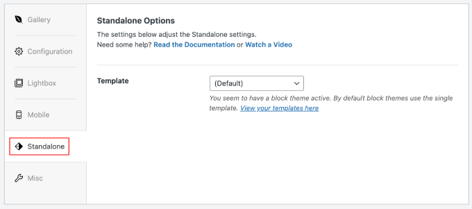 Envira Galleryスタンドアロンオプション