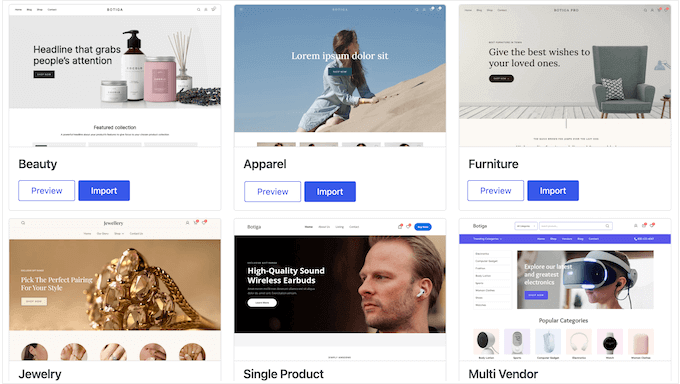 Importing demo sites into your online store