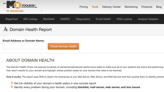 MxToolBox Domain Health Report