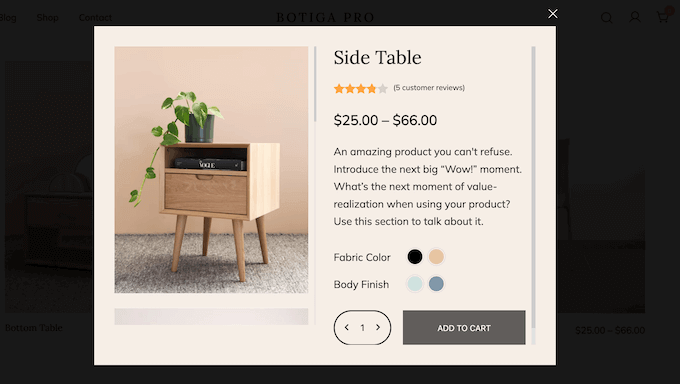 Adding a convenient 'quick view' feature for your customers and potential leads