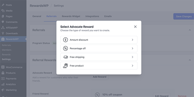 RewardsWP - Reward types